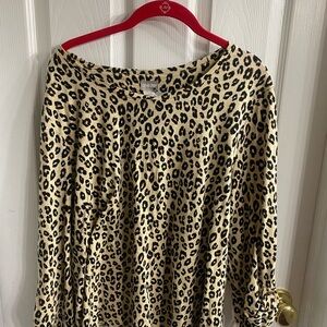 Chico's Leopard Print Knit Top - Black and Beige